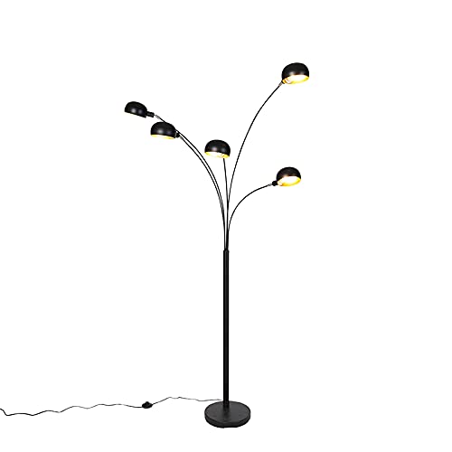 Lampa podea Sixties 5xE14 neagra Qazqa, design retro pentru living
