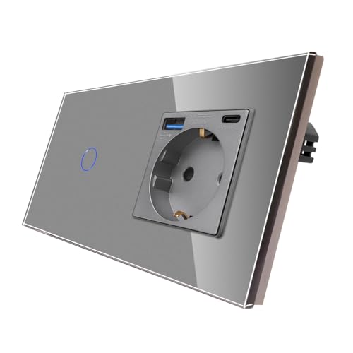 Intrerupator touch cu priza Schuko USB-C+A 20W + status LED CNBINGO