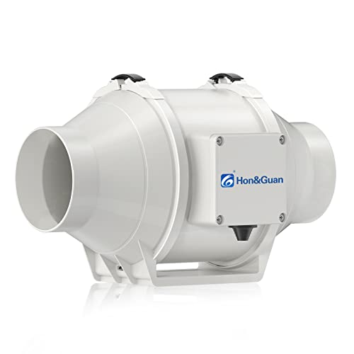 Ventilator Inline Hon&Guan 100mm silentios, debit reglabil treapta mare/mica, ventilator inline pentru baie, birou, grow tent si hidroponie