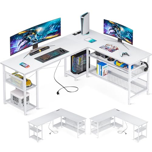 Birou gaming L-shape reversibil ODK, 2 prize + 2 USB, 168x120 cm