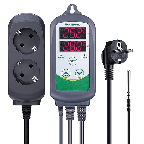 Inkbird Termostat Digital Wireless ITC-308-WiFi, Control Temperatura pentru Incalzire si Racire, WiFi si Aplicatie Mobila