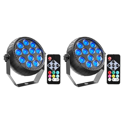 Set 2 Proiectoare Disco Par LED RGB reincarcabile + telecomanda, 12 LED
