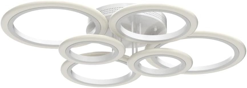 RUYI Ceiling Lights,Modern LED Arylic 6 Ring 72W 6400LM Flush Chandeliers Lamp with Remote Control,for Living Room,Bedroom,Bathroom,Dimmable 2800-7000K