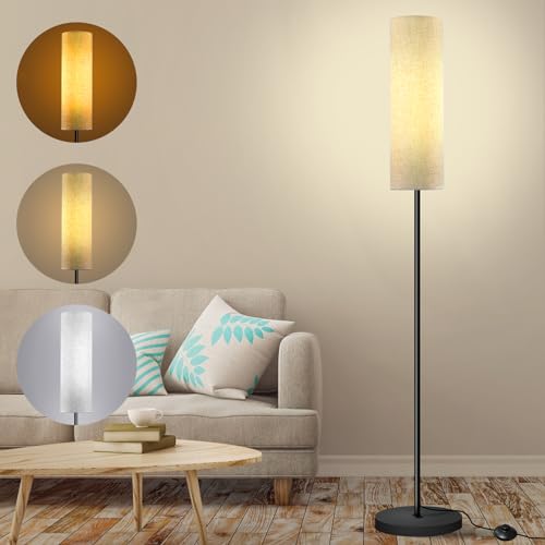 Lampa de podea LED E27 dimabila + bec 12W, abajur in, intrerupator picior
