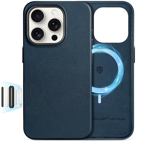 Husa iPhone 16 Pro 6.3 SHIELDON piele MagSafe, butoane metal, slim