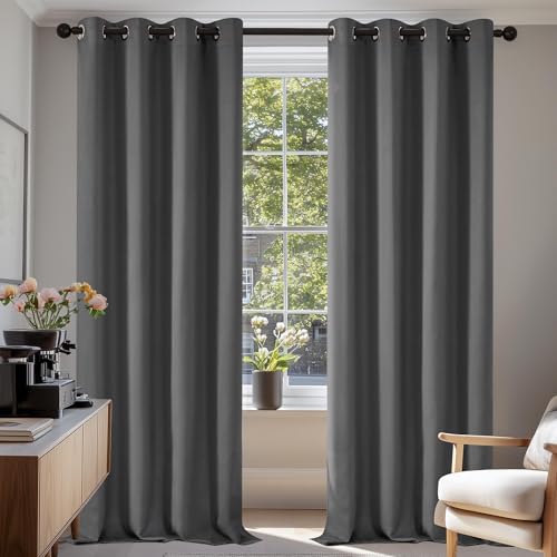 Deconovo Draperii blackout termice 175 x 140 cm, 2 panouri, gri deschis