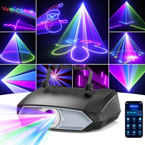 Glowingstage Lumina Disco Profesionala pentru Petreceri, Proiector 3D Animatii DIY cu Bluetooth App, DJ Disco Light cu DMX512 pentru Club, Bar, Halloween si Craciun