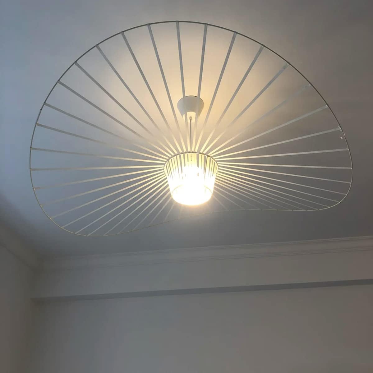 Vertigo Lamp White 120 cm, Hut Pendant Light Vintage, Modern Pendant Light Made of Fibreglass/Polyurethane, Height Max. 170 cm (Adjustable), with E27 Socket (White, 120 cm)