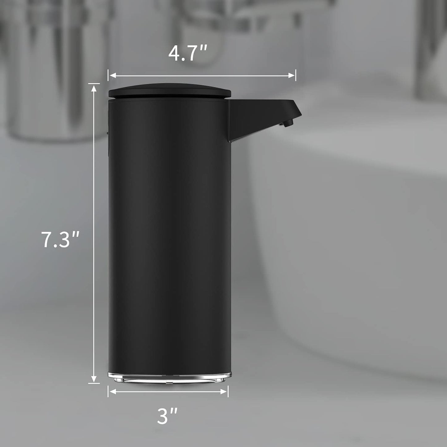 AIKE AK1333 280ml/9.5oz Automatic Soap Dispenser USB Rechargeable, Stainless Steel Soap Dispenser, Touchless Hand Soap Dispenser Liquid for Bathroom and Kitchen Matte Black