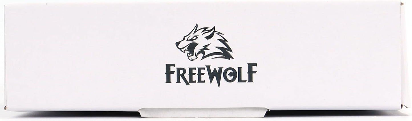 FREEWOLF K8 Wireless Hot Swap Mechanical Gaming Keyboard, Wired RGB Rainbow Backlit Keyboard Red Switch, Bluetooth 5.0/2.4Ghz/USB- C Tri Mode with 4000mAH Battery, US Layout for Mac/Win - Blue/White