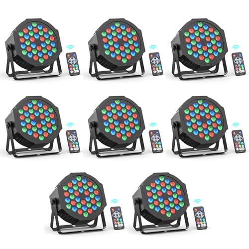 Set 8 lampi Par RGB 36 LED + DMX, control sunet si telecomanda