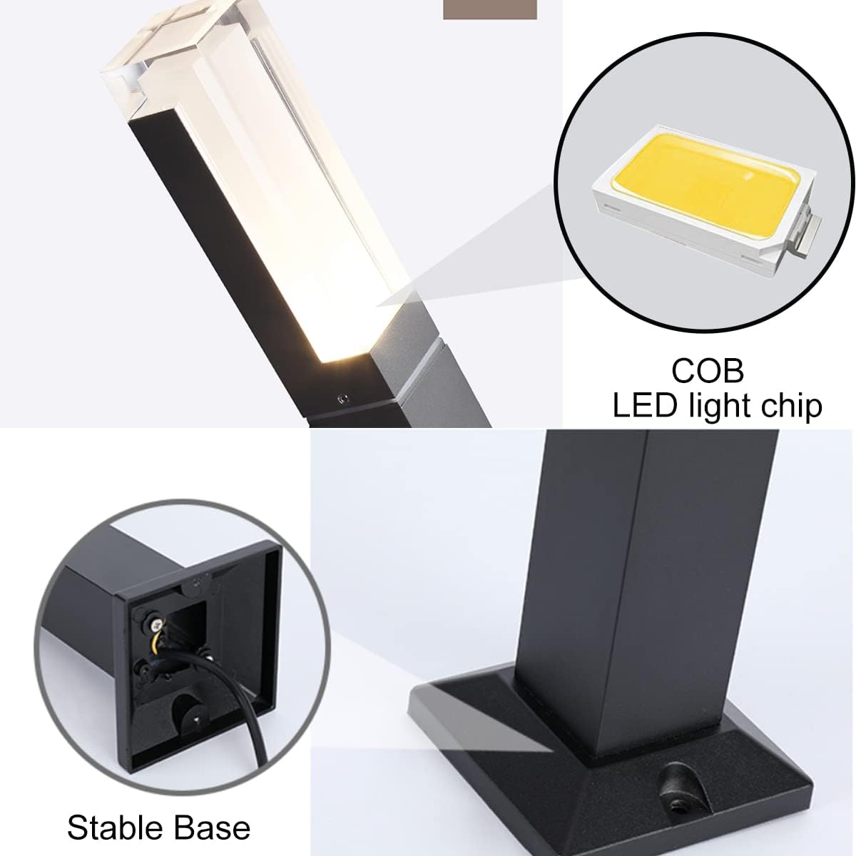 ZTWLEED Pack of 2 LED Path Lights, Outdoor, 6 W Bollard Light, Outdoor Natural White, 4000 K, IP65 Waterproof Garden Lighting for Lawn, Patio, Path, Garage, Black, 40 cm, 110-240 V
