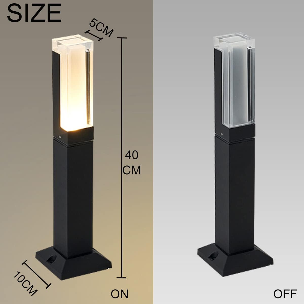 ZTWLEED Pack of 2 LED Path Lights, Outdoor, 6 W Bollard Light, Outdoor Natural White, 4000 K, IP65 Waterproof Garden Lighting for Lawn, Patio, Path, Garage, Black, 40 cm, 110-240 V