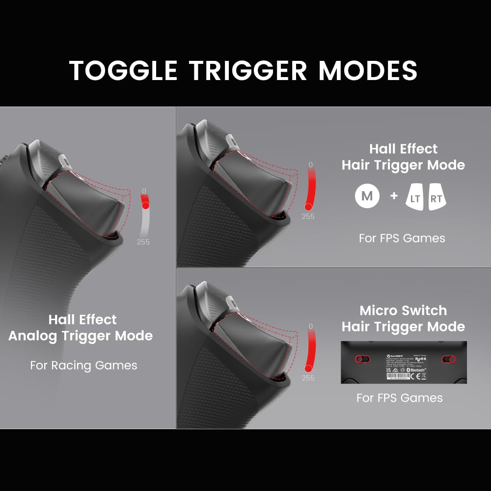 GameSir Tarantula Pro Wireless PC Controller - Switchable ABXY Buttons, TMR Joysticks, 9 Mappable Buttons for PC/Switch/iOS/Android, RGB Lighting