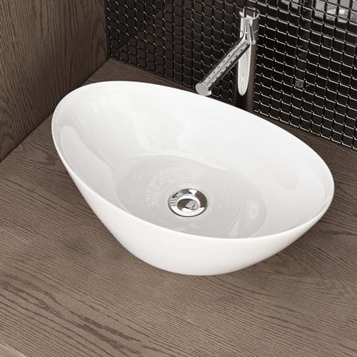 Lavoar ceramic blat 45x28 cm A689 + Waschbecken24 + alb, usor de curatat