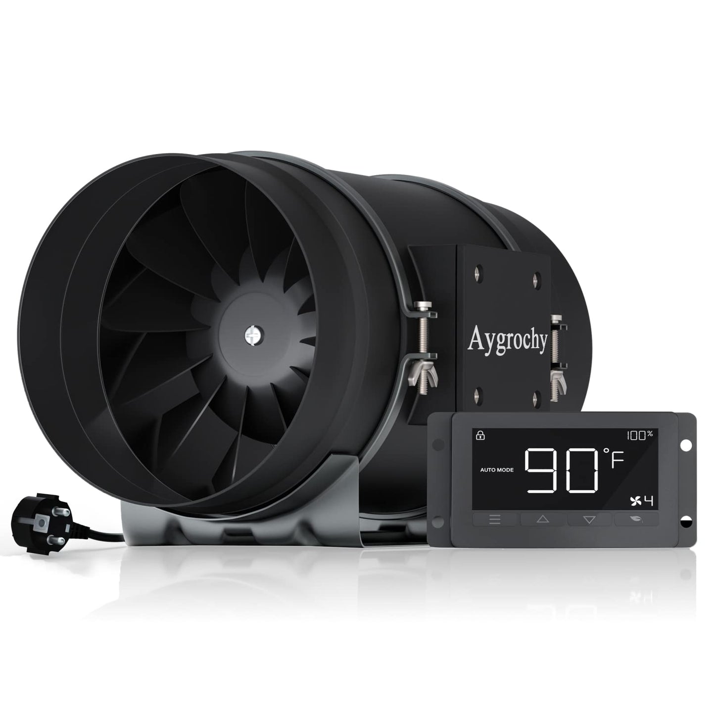 Aygrochy 100 mm Intelligent Duct Fan with Temperature and Humidity Control, Extractor Fan for Boosters, Grow Tents, Ventilation and Tente de Culture Hydroponique