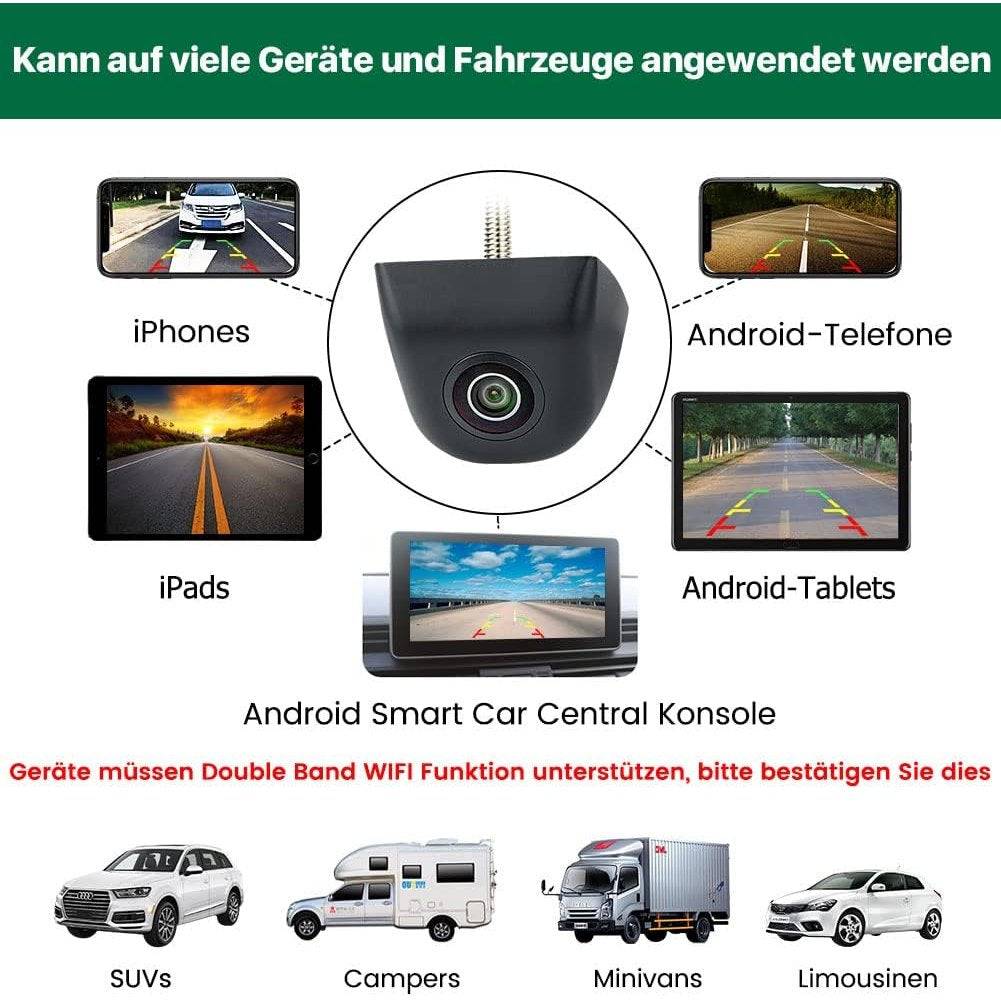 GREENAUTO WiFi Reversing Camera, 5G 720P HD Car Reversing Camera for iPhone iPad Android Smart Phone Tablet with 170 Degree Wide Viewing Angle