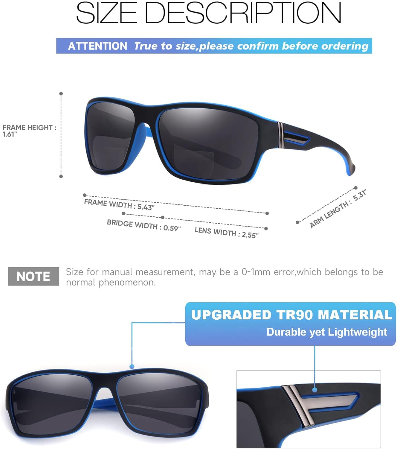 Set 2 Ochelari de Soare Bifocali Barbati Missfive – Ochelari de Citit cu Protectie UV, Rama Usoara TR90, Ideali pentru Pescuit si Condus