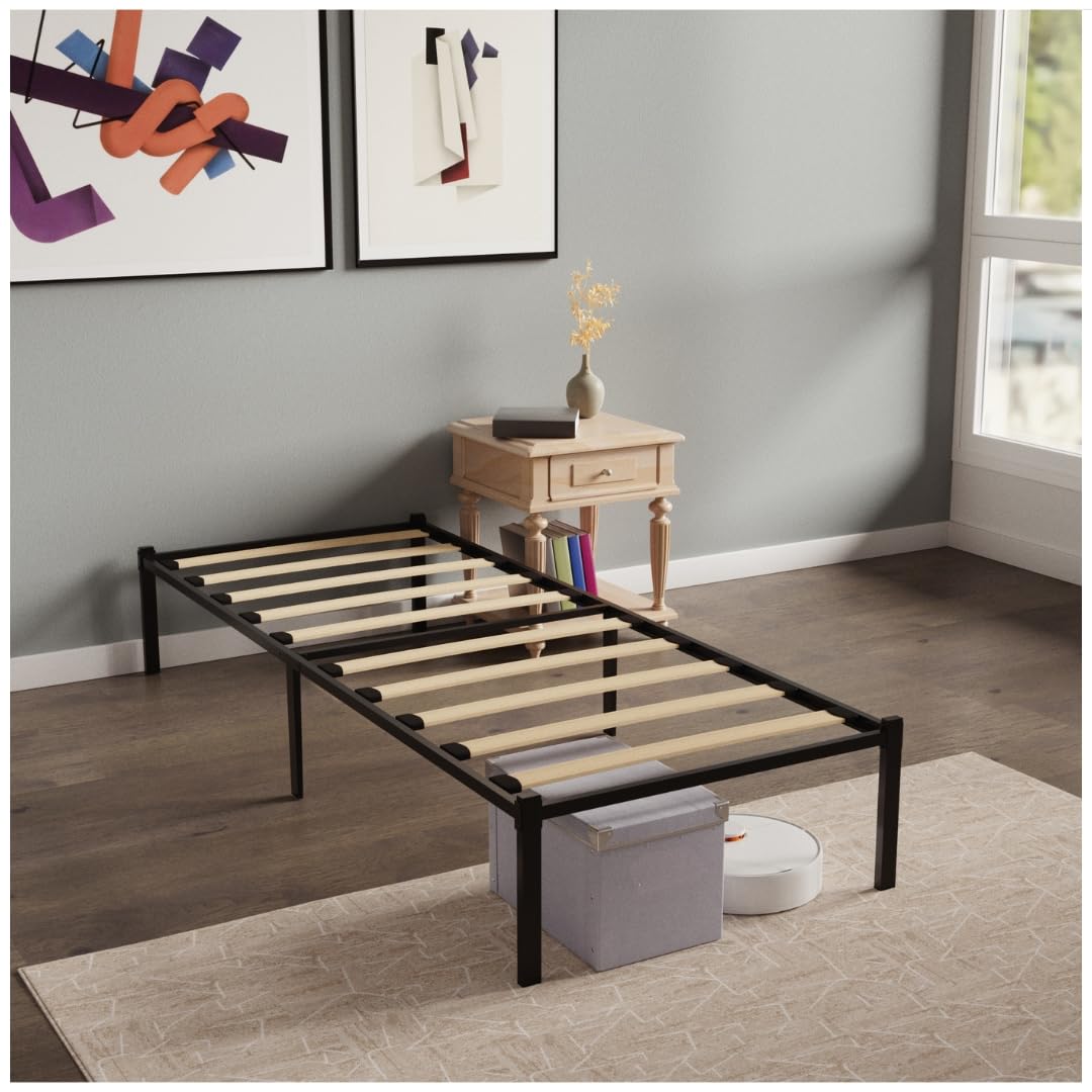 Pat Dreamzie Metal 160x200 cm Cadru lemn, 41 cm inaltime, negru