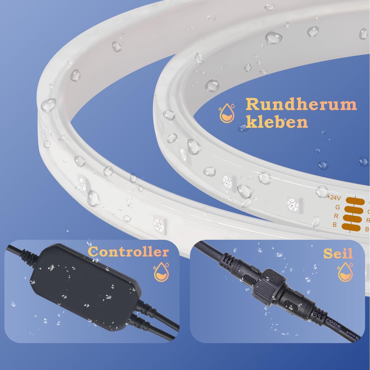 Lichaser 40m RGB+IC Outdoor LED Strip Wasserdicht DIY, Verfolgen, Segmentieren von LED-Streifen mit BT App und RF Fernbedienung für den Außenbereich
