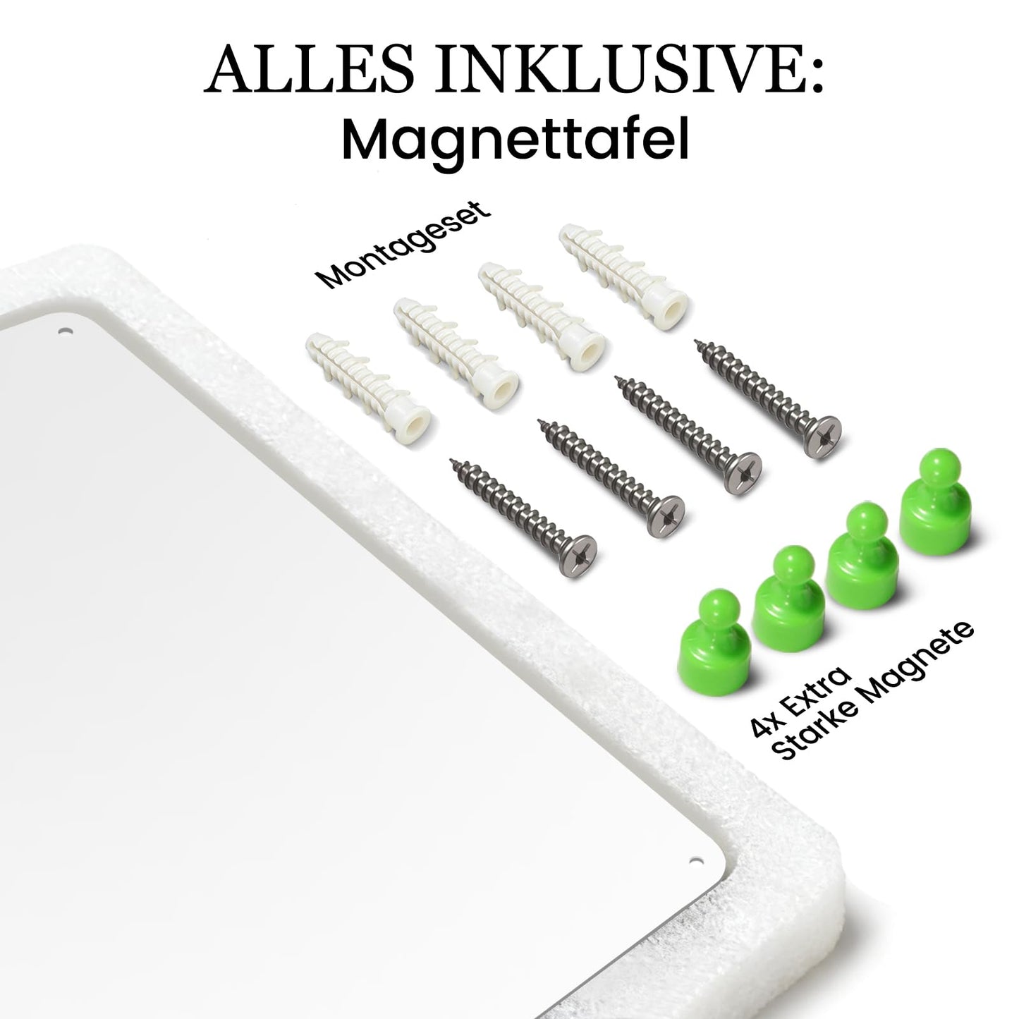 Panou magnetic Qiytecno 30x50 cm alb metalic pentru magneti