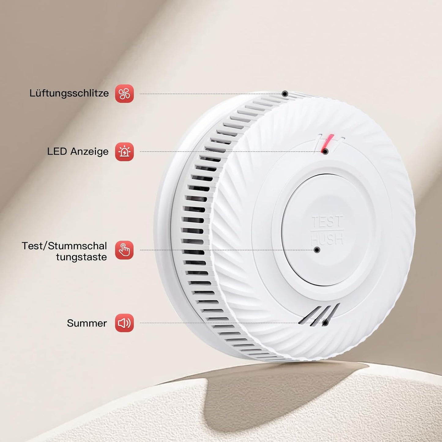 PHYSEN Smart Smoke Detector WLAN 10 Year Battery, Smoke Alarm with Photoelectric Sensor, Fire Detector Complies with TÜV Rheinland & EN14604 Certified, Compatible with Tuya/Smart Life App, Pack of 6