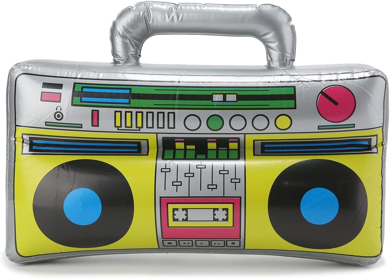FOVER 80s Outfit, Men's, Women's Costume, Tracksuit, Pop Art, Retro Style Costume, Accessories Set with Inflatable Radio Sunglasses, Necklace, Sweatband for Theme Party, Fancy Dress