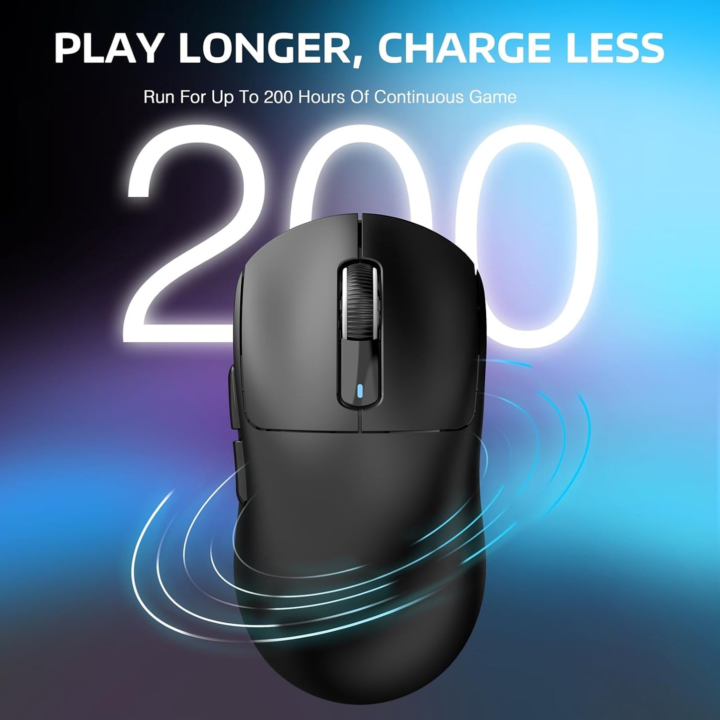 VGN GAMEPOWER x ATTACK SHARK X3 SUPERLIGHT Wireless Gaming Mouse, 49g Ultralight Mice, PixArt PAW3395, 26000 DPI, Tri-mode 2.4G/USB-C Wired/Bluetooth, G502, 200 Hrs Battery, Kailh GM8.0 Switch, Black