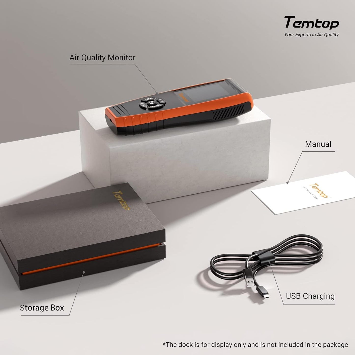 Temtop Air Quality Monitor Detects PM2.5 PM10 Formaldehyde TVOC AQI Temperature Humidity Tester Particle Counter Indoor Outdoor Air Pollution Detector with Data Export, LKC1000S+ 2nd