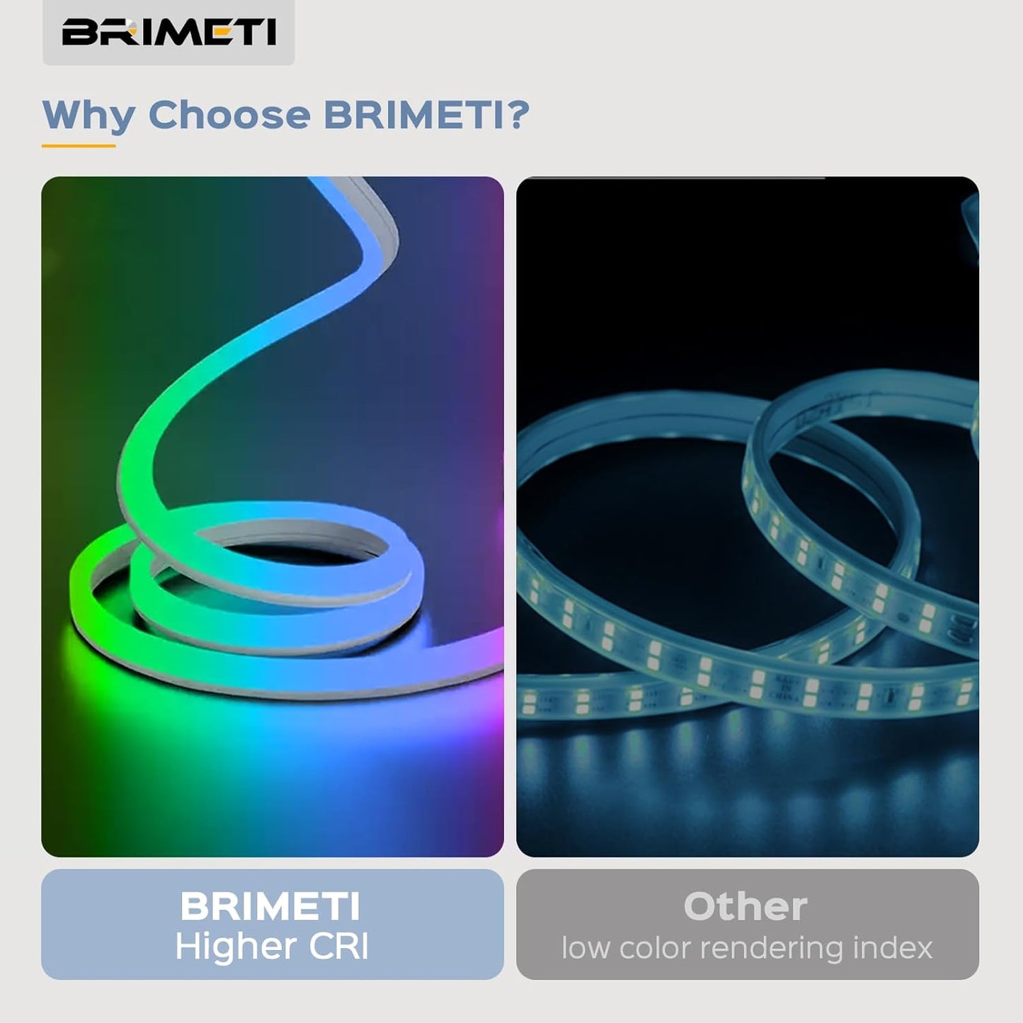 BRIMETI RGB Neon LED Strip 5 m, Alexa Wifi Compatible 230 V Outdoor IP65 Waterproof Neon LED Strip, Works with Google Assistant, with Remote Control and Power Supply, Bluetooth App Control, for Indoor