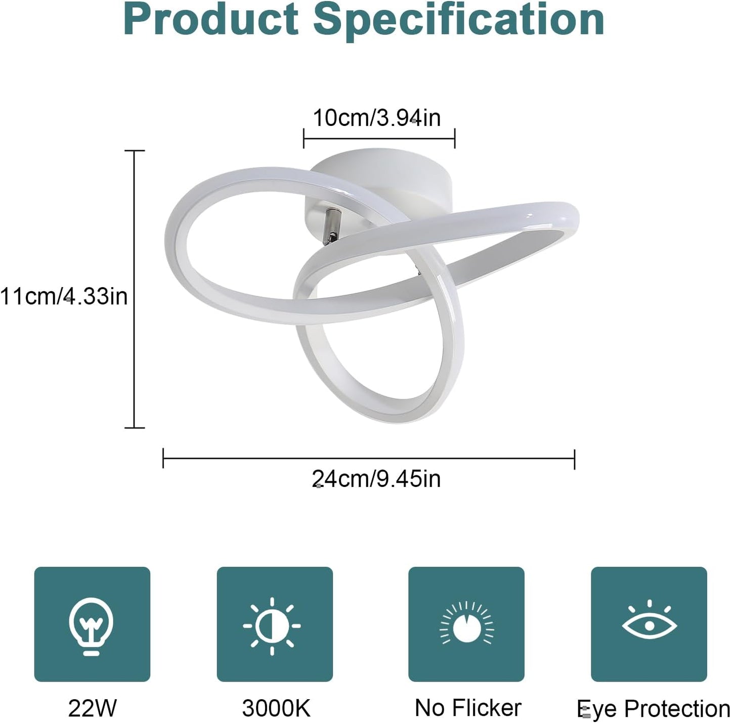 Comely LED Ceiling Light, 22 W, 2500 lm, Modern, Warm White Light, 3000 K, Creative Flower Shape, Acrylic Lamp, White, for Bedroom, Dining Room, Kitchen, Hallway, Balcony