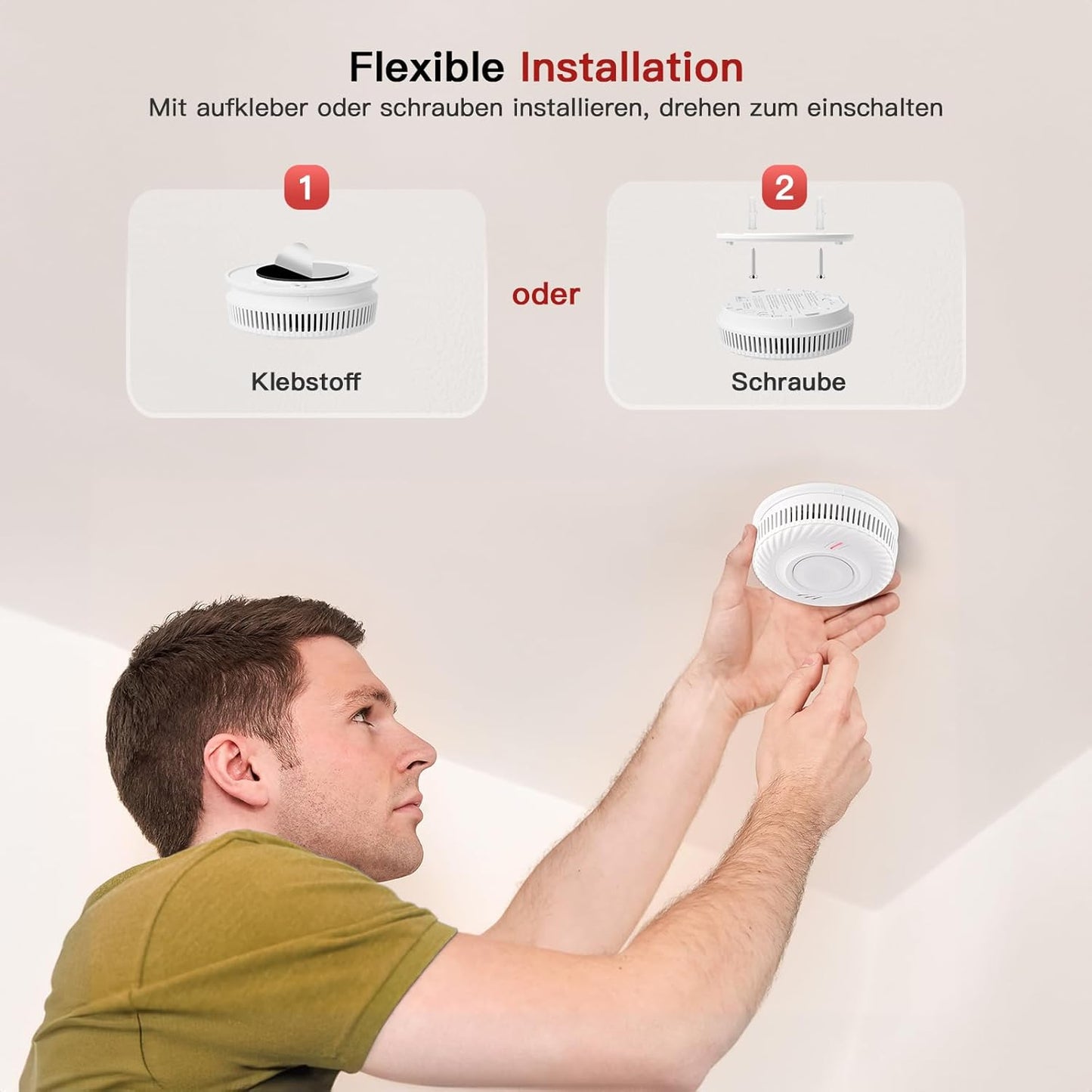 PHYSEN Smart Smoke Detector WLAN 10 Year Battery, Smoke Alarm with Photoelectric Sensor, Fire Detector Complies with TÜV Rheinland & EN14604 Certified, Compatible with Tuya/Smart Life App, Pack of 6