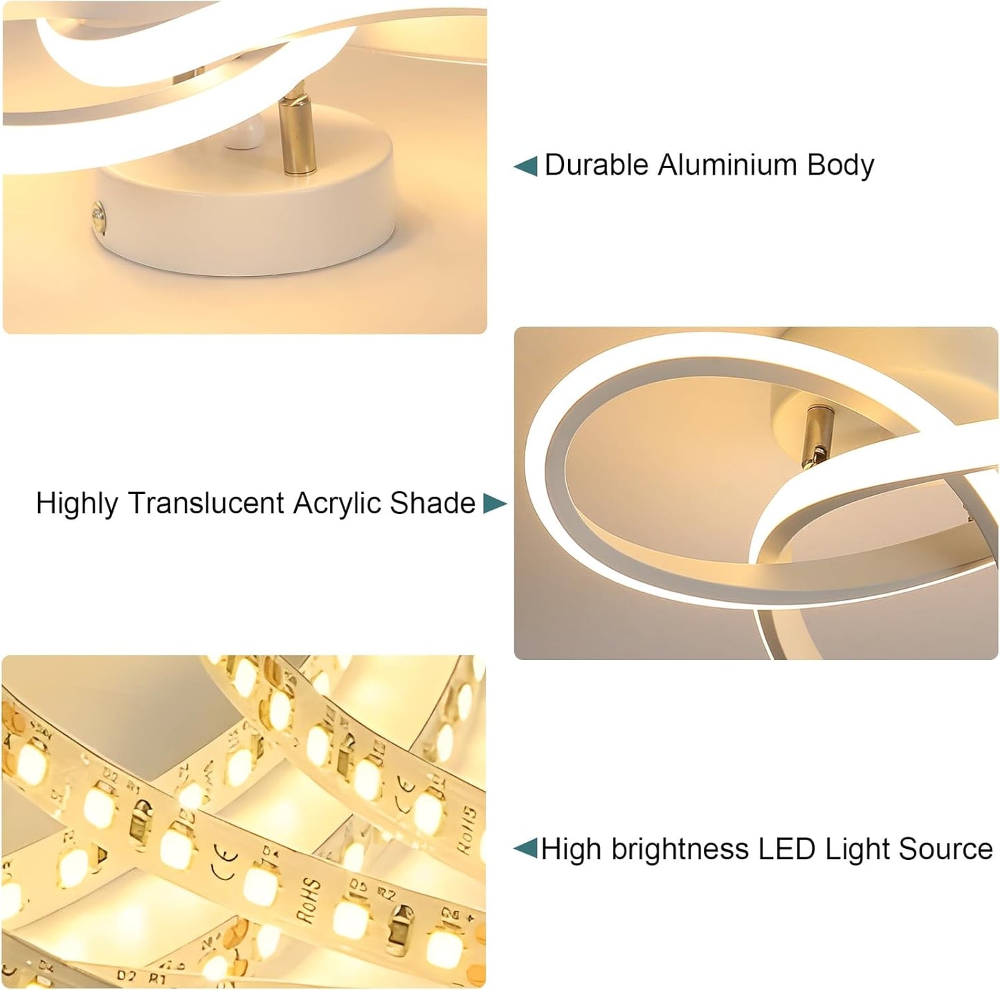 Comely LED Ceiling Light, 22 W, 2500 lm, Modern, Warm White Light, 3000 K, Creative Flower Shape, Acrylic Lamp, White, for Bedroom, Dining Room, Kitchen, Hallway, Balcony
