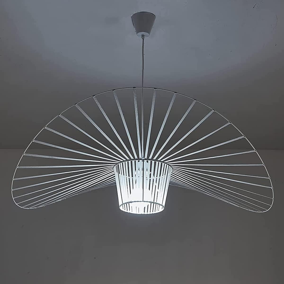 Vertigo Lamp White 120 cm, Hut Pendant Light Vintage, Modern Pendant Light Made of Fibreglass/Polyurethane, Height Max. 170 cm (Adjustable), with E27 Socket (White, 120 cm)