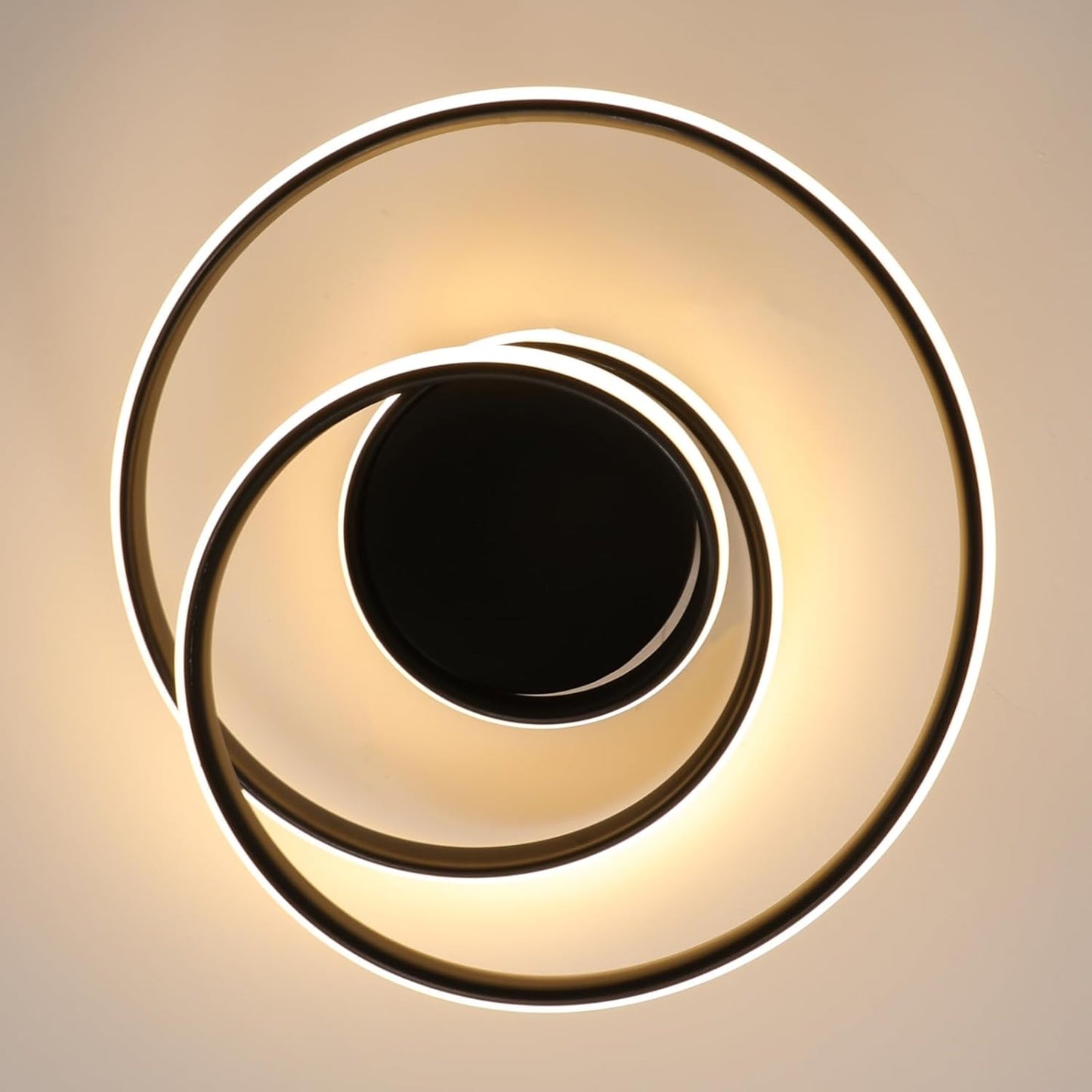 Comely Ceiling Light LED, 36 W Creative Spiral Design Ceiling Light Black Bedroom Lamp, Modern Ceiling Light LED Warm White 3000 K for Living Room, Dining Room, Kitchen, Hallway