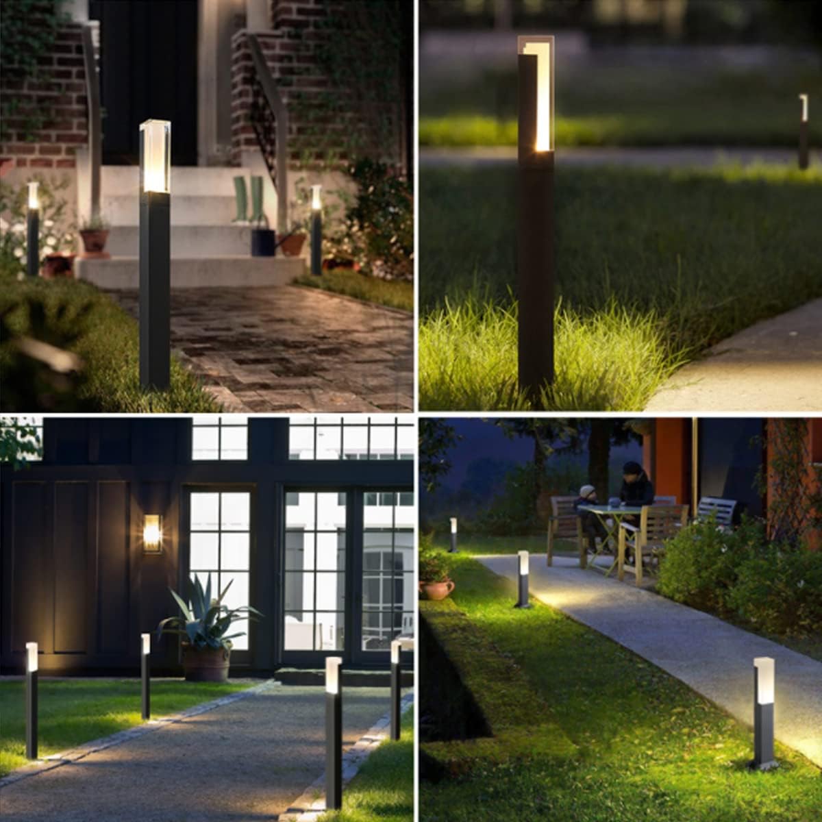 ZTWLEED Pack of 2 LED Path Lights, Outdoor, 6 W Bollard Light, Outdoor Natural White, 4000 K, IP65 Waterproof Garden Lighting for Lawn, Patio, Path, Garage, Black, 40 cm, 110-240 V