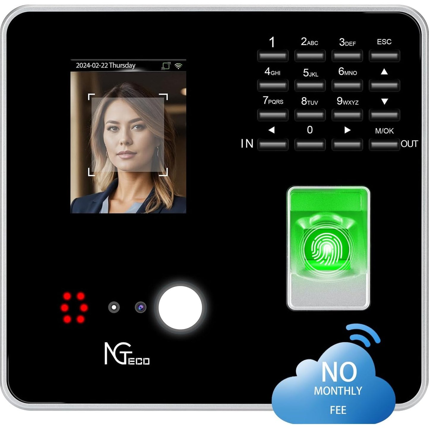 NGTeco TC1 Cloud Clocking in Machine for Employees Small Business with Face, Fingerprint, RFID and PIN Punching in One, Employee time clock with Professional Remote Control Software (0 Monthly Fee)