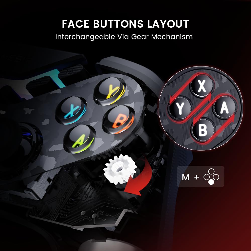 GameSir Tarantula Pro Wireless PC Controller - Switchable ABXY Buttons, TMR Joysticks, 9 Mappable Buttons for PC/Switch/iOS/Android, RGB Lighting