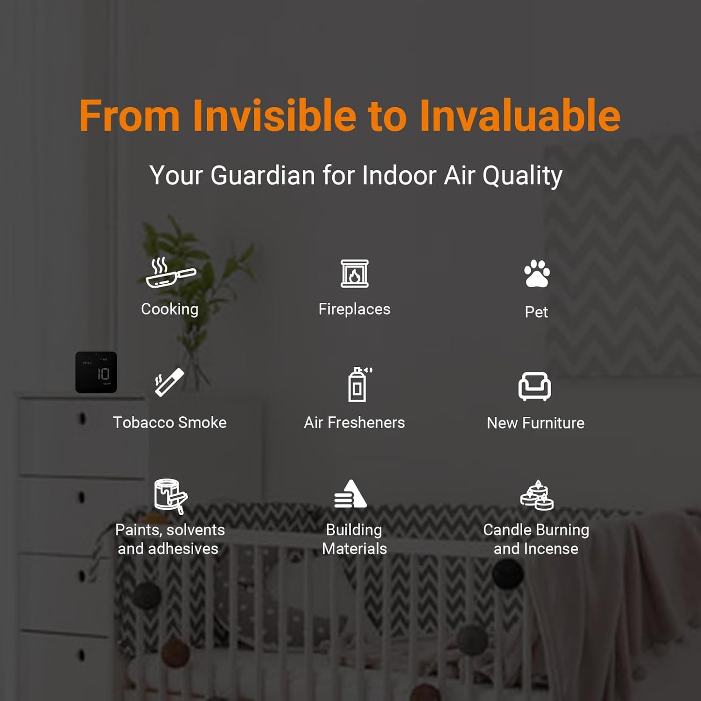 Temtop M10 Air Quality Monitor Indoor Air Quality Tester AQI PM2.5 VOCs Formaldehyde Detector for Home Air Testing, US Certified Air Sensor