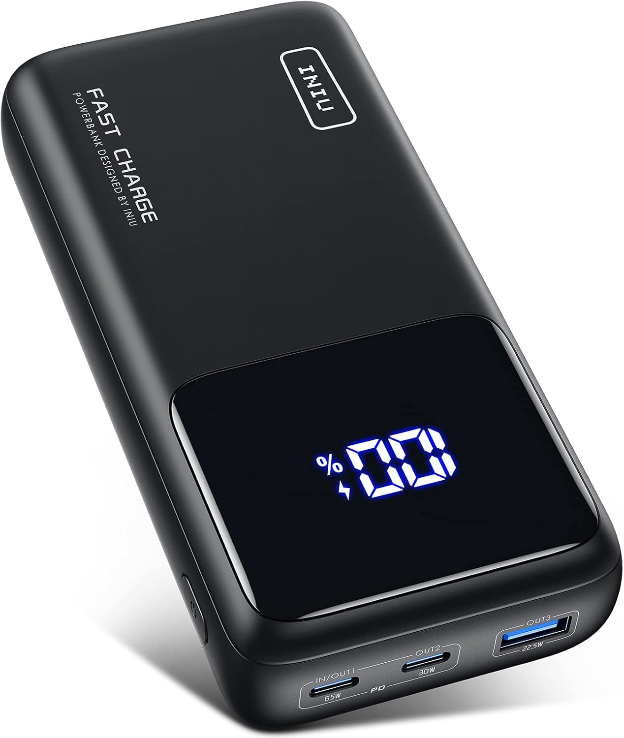 INIU Power Bank, 65W PD 25000mAh Portable Charger, Ultimate USB C 3-Output Fast Charging (Phone & Laptop) with Phone Holder Battery Pack for MacBook, iPhone, AirPods, iPad, Switch, Tablets.