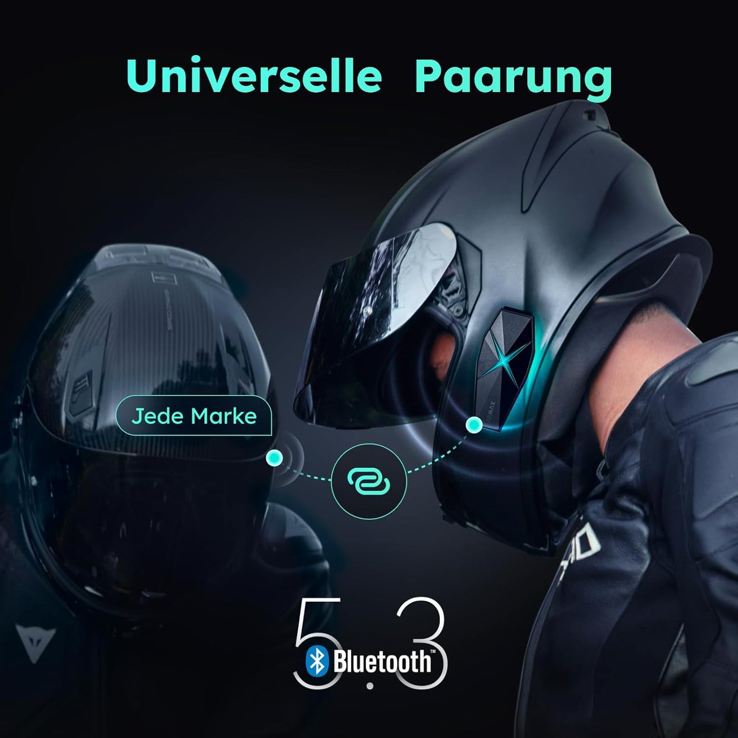 ASMAX F1 Motorcycle Bluetooth Headset, Mesh Intercom Motorcycle for up to 10 Motorcycles, Helmet Intercom with IP67 Waterproof, Motorcycle Helmet Intercom with Universal Pairing, Double Pack