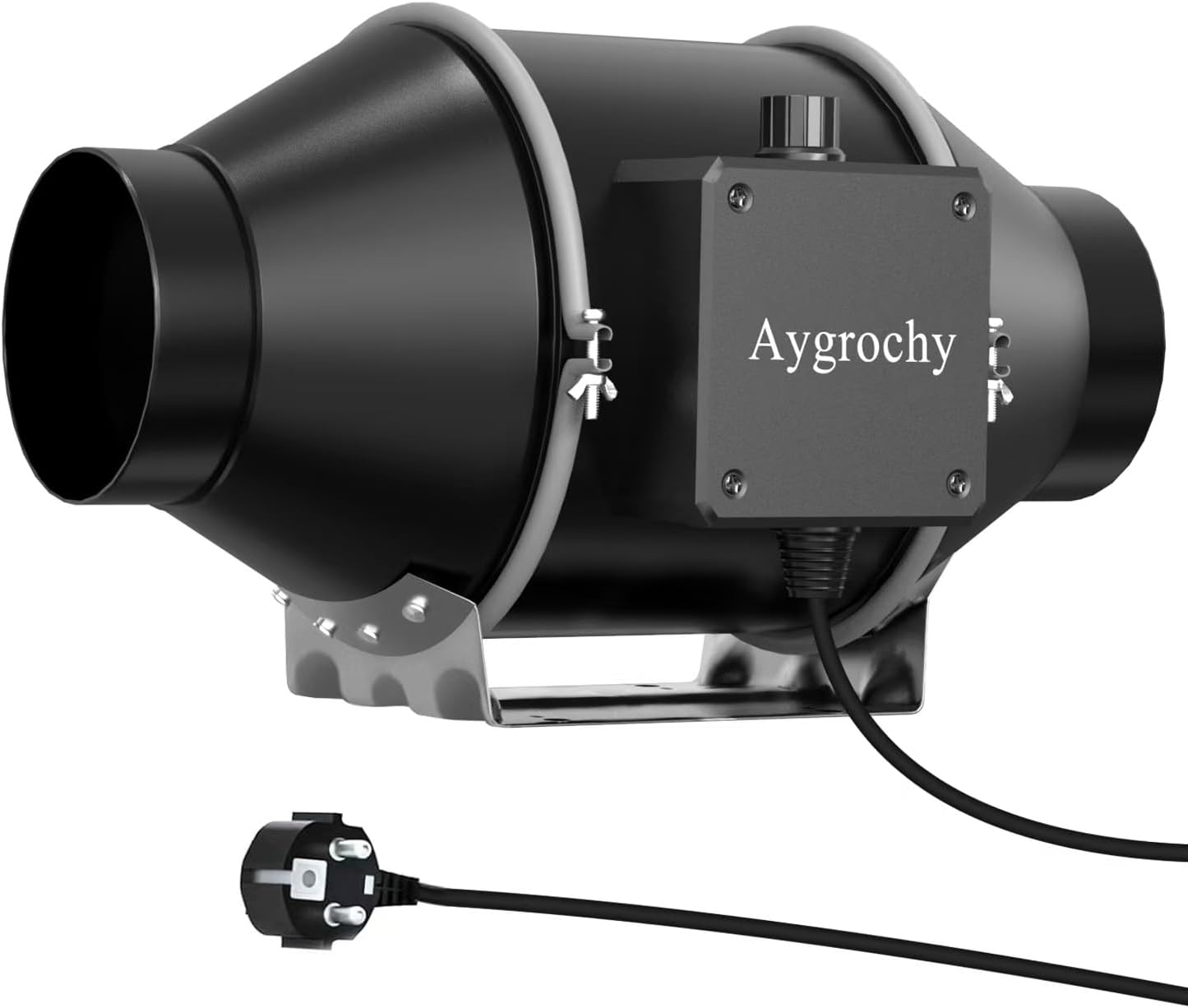 Aygrochy 100 mm adjustable pipe fan, 363 m³/h, three-phase EC motor, smoke extractor fan, inline pipe fan for ventilation and exhaust air fan.