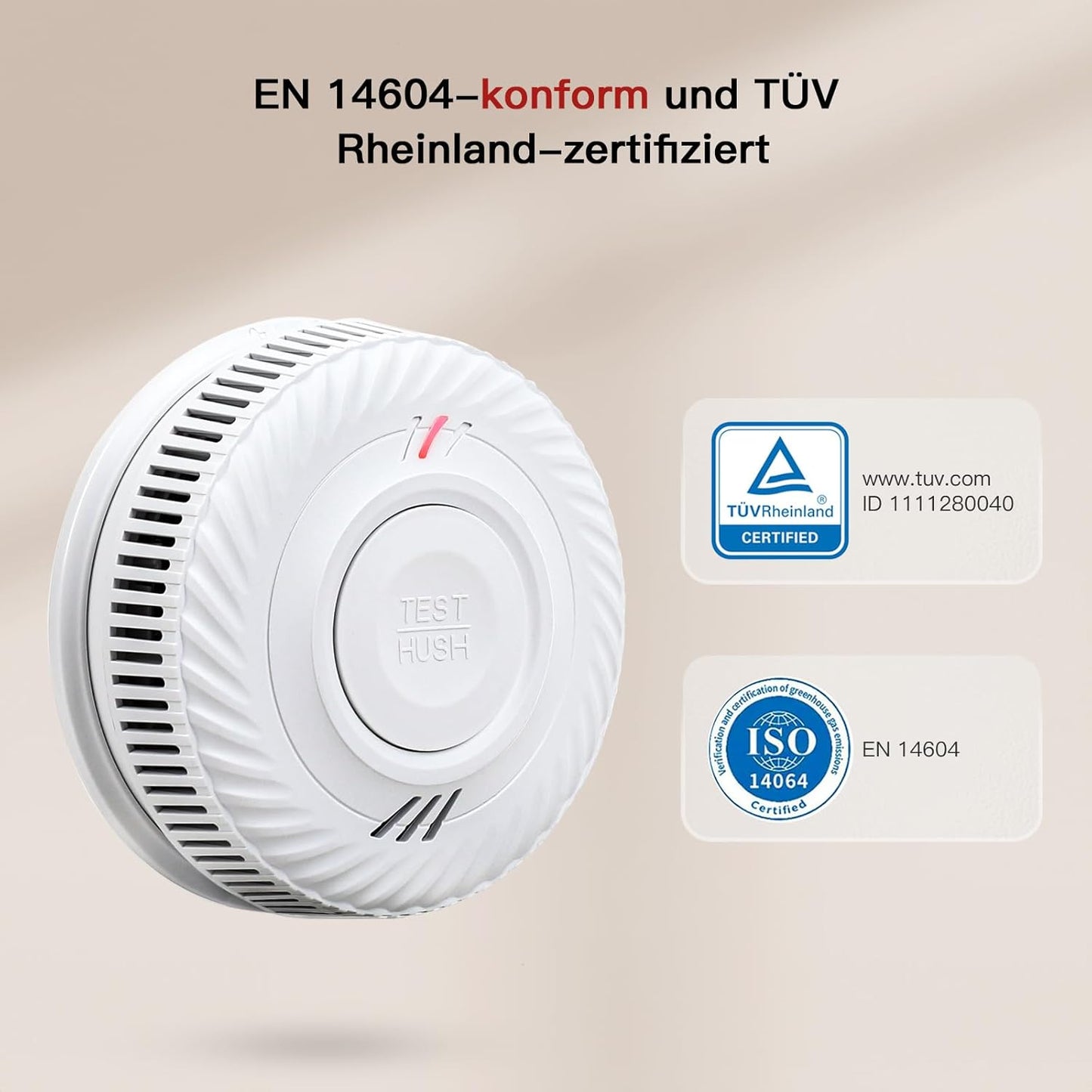 PHYSEN Smart Smoke Detector WLAN 10 Year Battery, Smoke Alarm with Photoelectric Sensor, Fire Detector Complies with TÜV Rheinland & EN14604 Certified, Compatible with Tuya/Smart Life App, Pack of 6