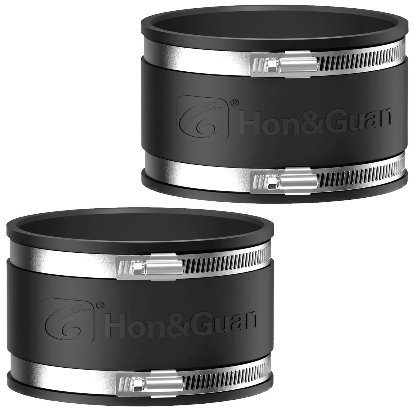 Hon&Guan 100 mm Flexible Rubber Sleeve Rubber Coupling with Two Stainless Steel Clamps, Noise-Reducing Cuff Odourless, Pipe Connector for Pipe Fan, Carbon Filter, Rigid Pipe, Steel Pipe