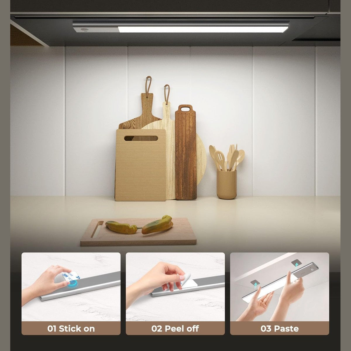 FULEN Lampa LED cu Senzor pentru Mobilier – 2 Bucati, 38 cm