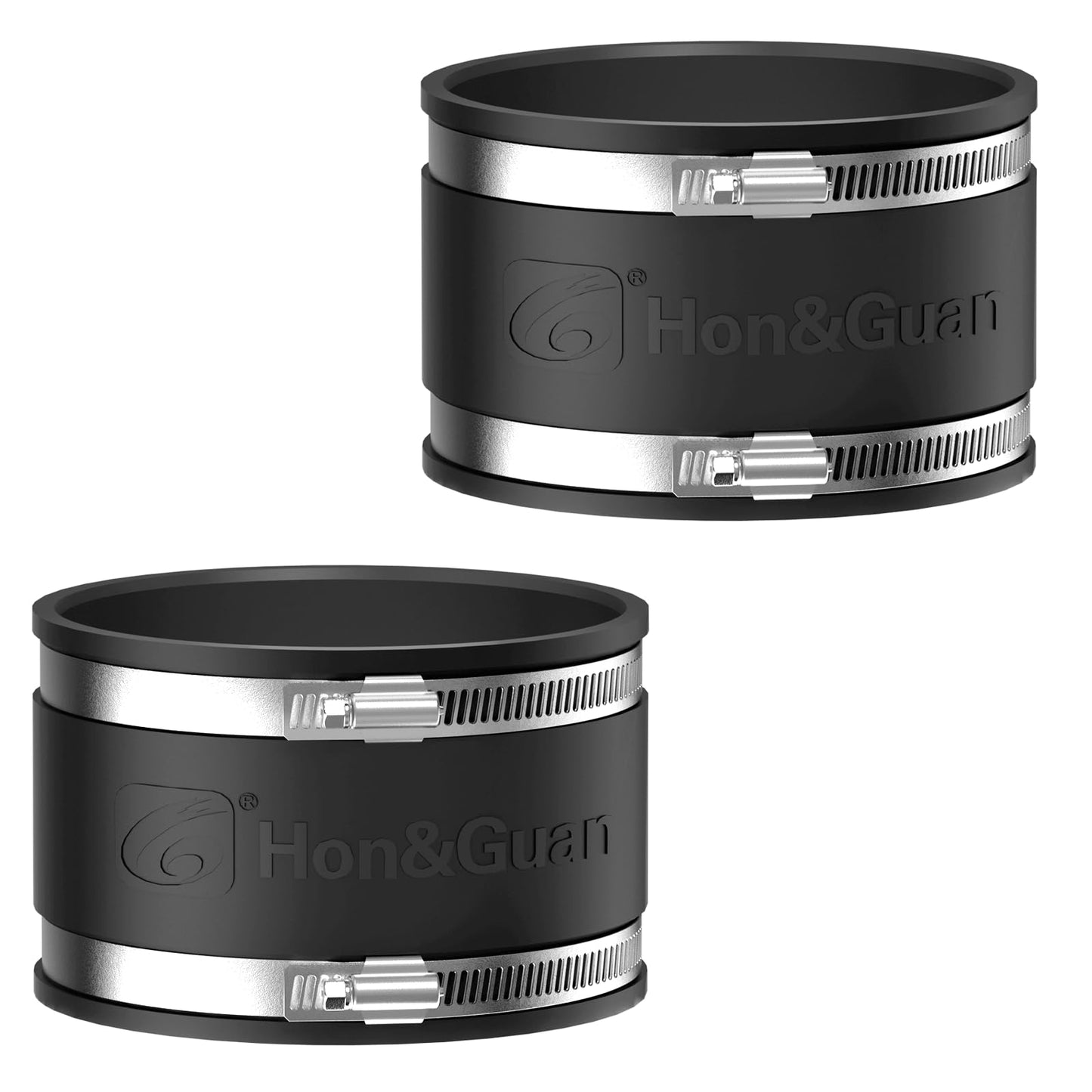 Hon&Guan 100 mm Flexible Rubber Sleeve Rubber Coupling with Two Stainless Steel Clamps, Noise-Reducing Cuff Odourless, Pipe Connector for Pipe Fan, Carbon Filter, Rigid Pipe, Steel Pipe