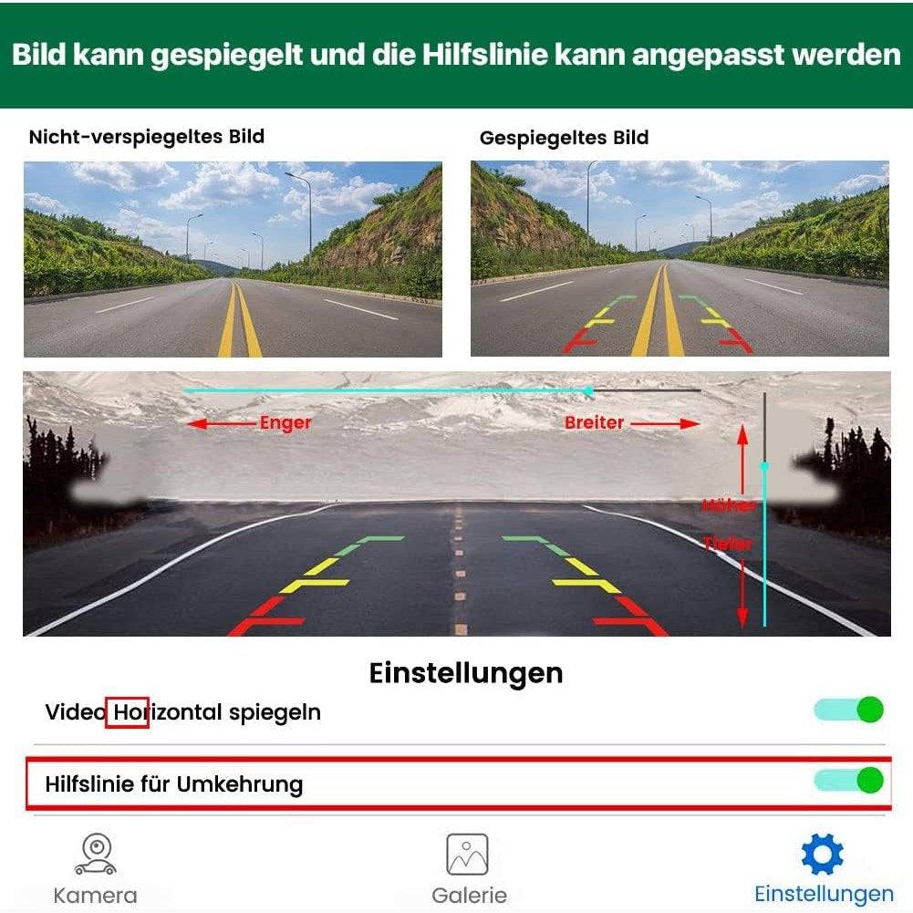GREENAUTO WiFi Reversing Camera, 5G 720P HD Car Reversing Camera for iPhone iPad Android Smart Phone Tablet with 170 Degree Wide Viewing Angle
