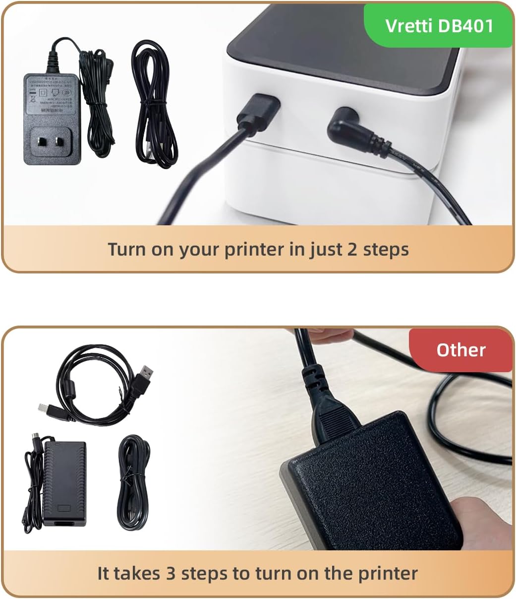 vretti Label Printer USB, DHL Label Printer, Shipping Labels Printer, Label Printer 4 x 6 for Small Business, Label Printer DHL Compatible with Amazon, Etsy, Ebay,UPS,USB Supports Windows/Mac