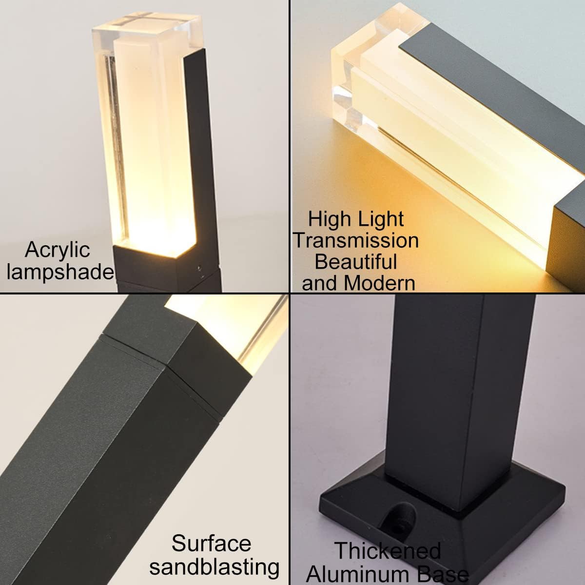 ZTWLEED Pack of 2 LED Path Lights, Outdoor, 6 W Bollard Light, Outdoor Natural White, 4000 K, IP65 Waterproof Garden Lighting for Lawn, Patio, Path, Garage, Black, 40 cm, 110-240 V