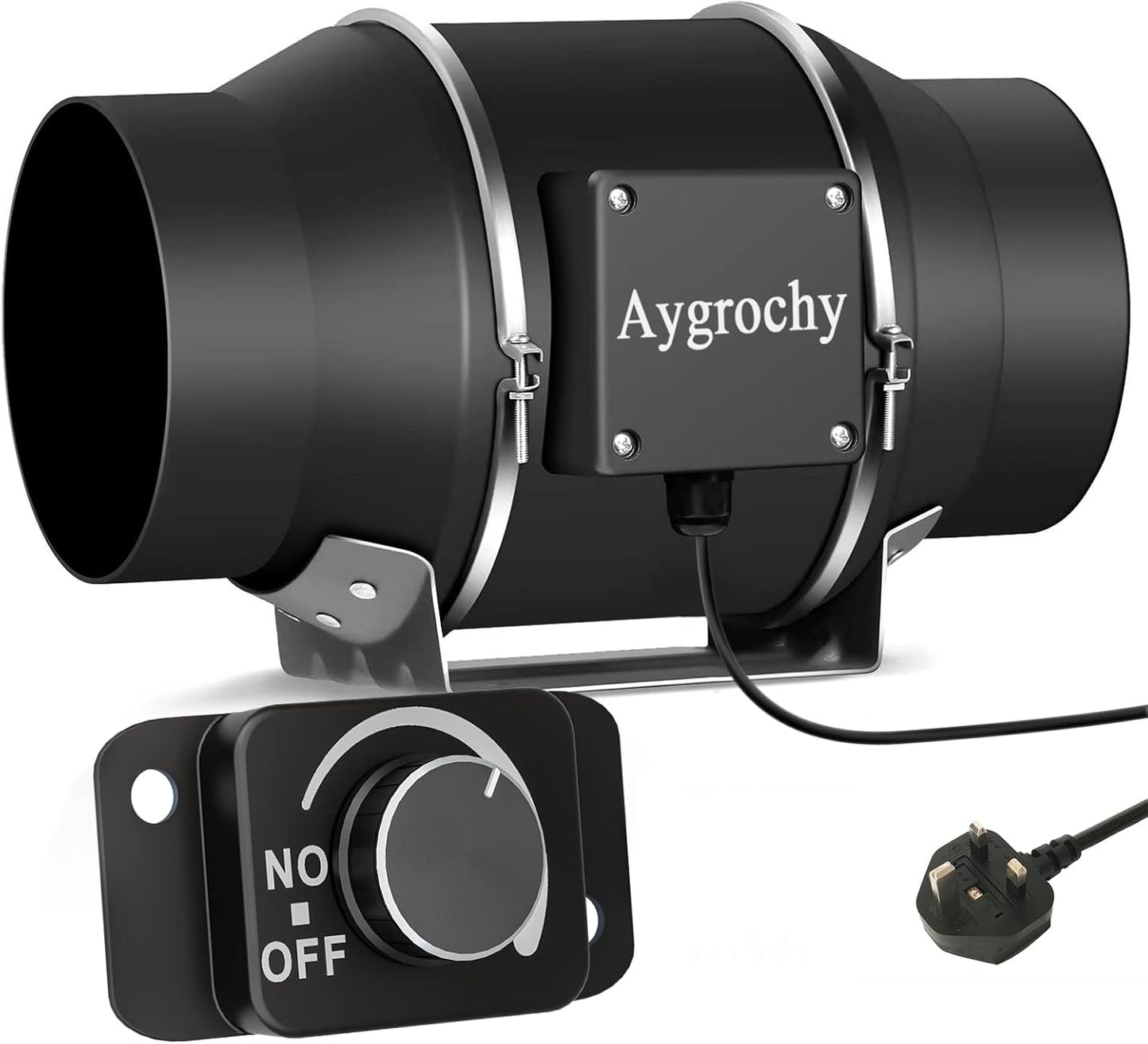Aygrochy Inline duct Fan 150mm/6 inch, Extractor Fan with Variable Speed Controller, using for Bathroom, Office, Grow Tents, EC motor 2800 rpm, UK Plug